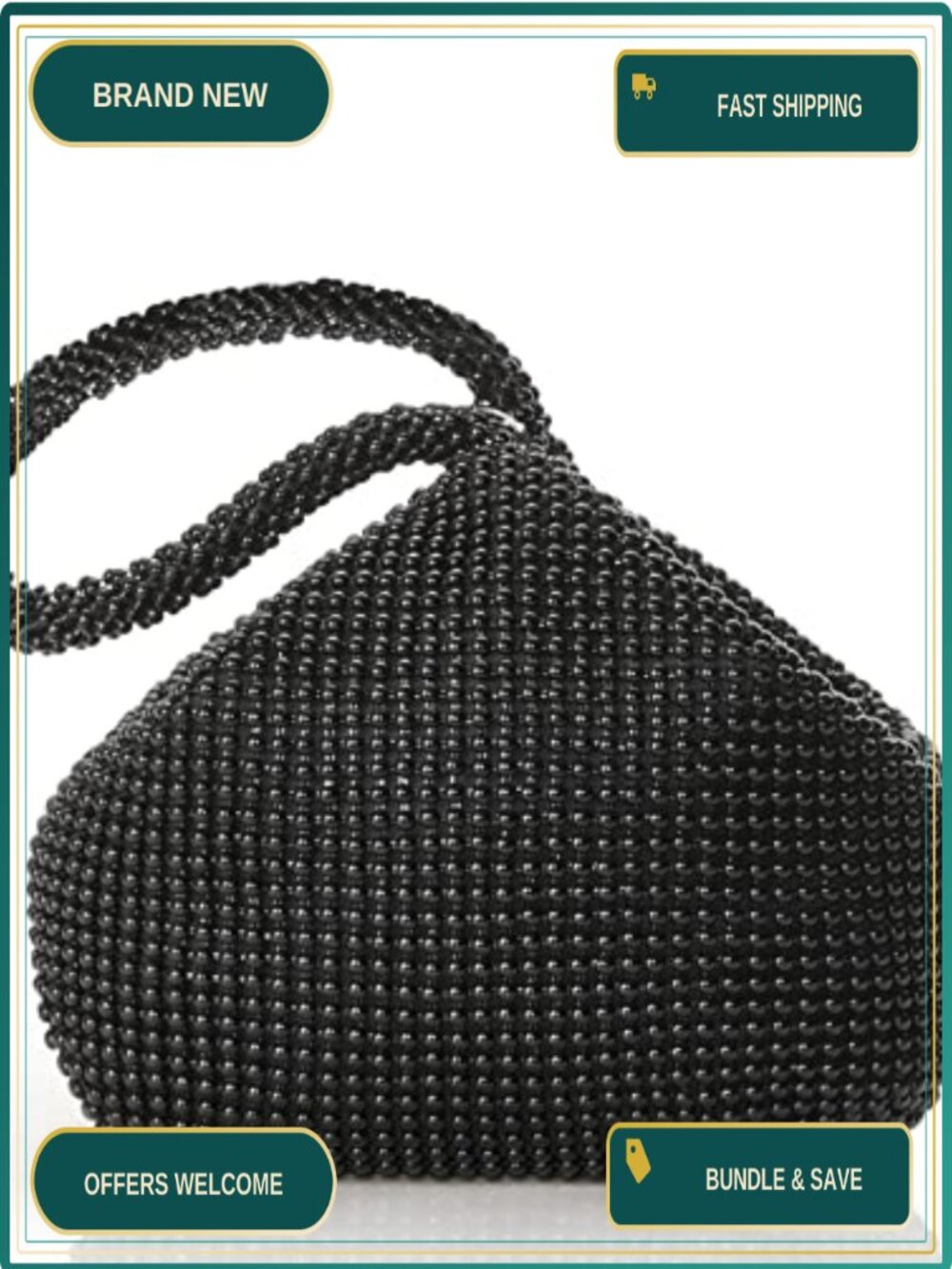 Beaded Triangle Evening Clutch Sparkling Wristlet Purse for Prom Wedding Party